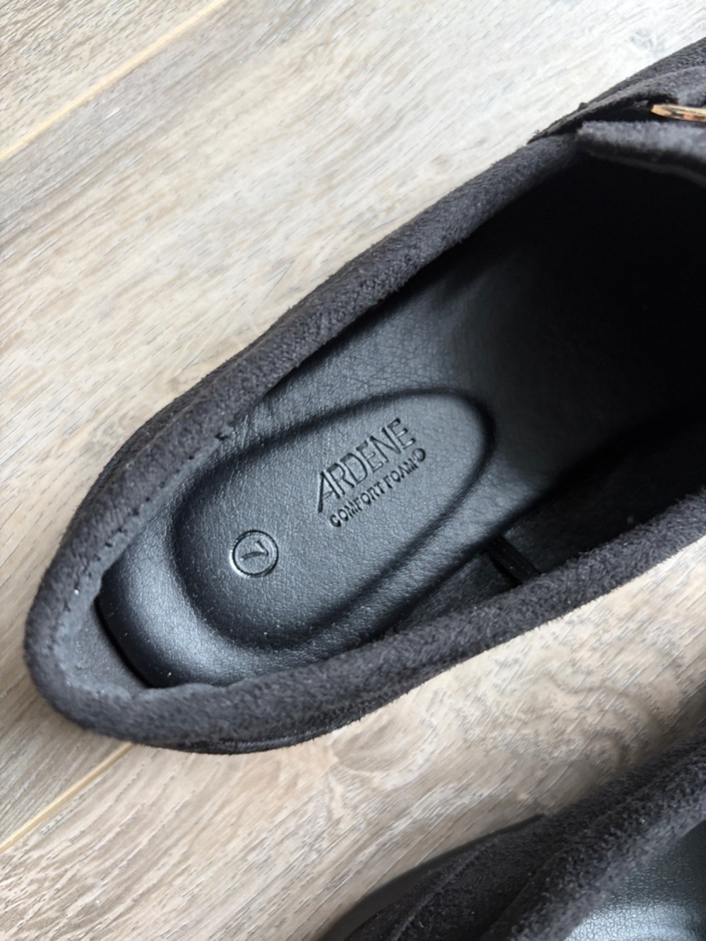 NWOT Ardene Black Suede Loafers with Metal Bit - Picture 2 of 4